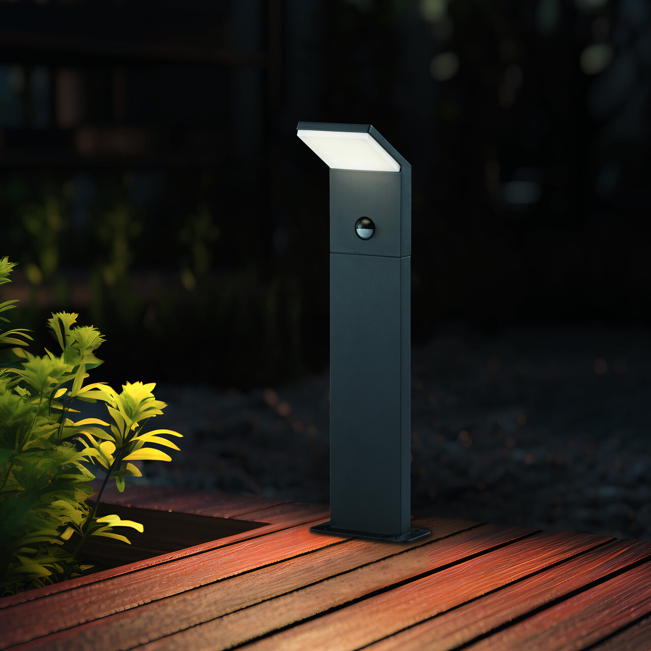 Lampadar de exterior cu senzor Pearl, TRIO, 14x50 cm, 8W, 1x SMD, aluminiu, antracit - imagine 5